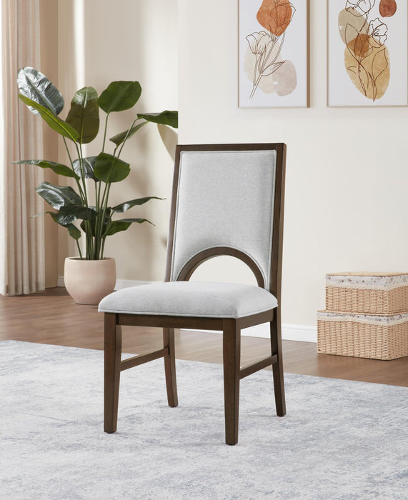 D122 - Dining Upholstered Side Chair - Cherry / Light Gray