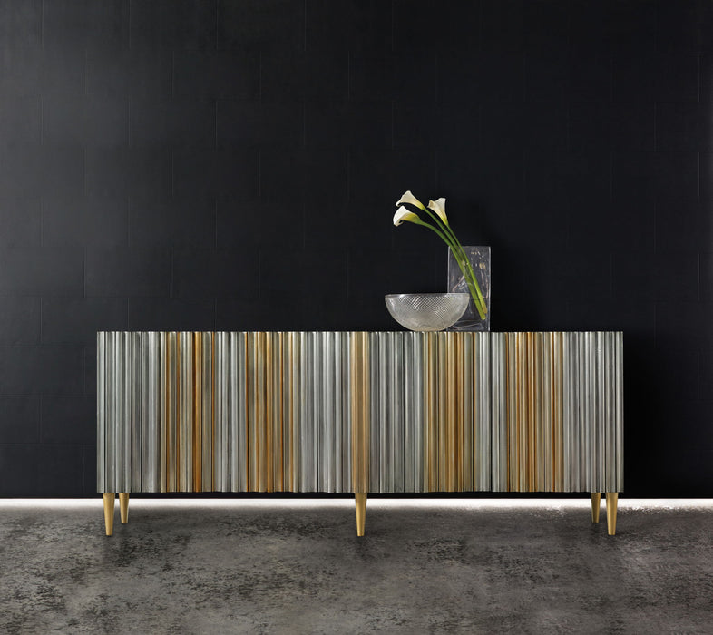 Melange - Apollo Credenza - Dark Gray / Gold