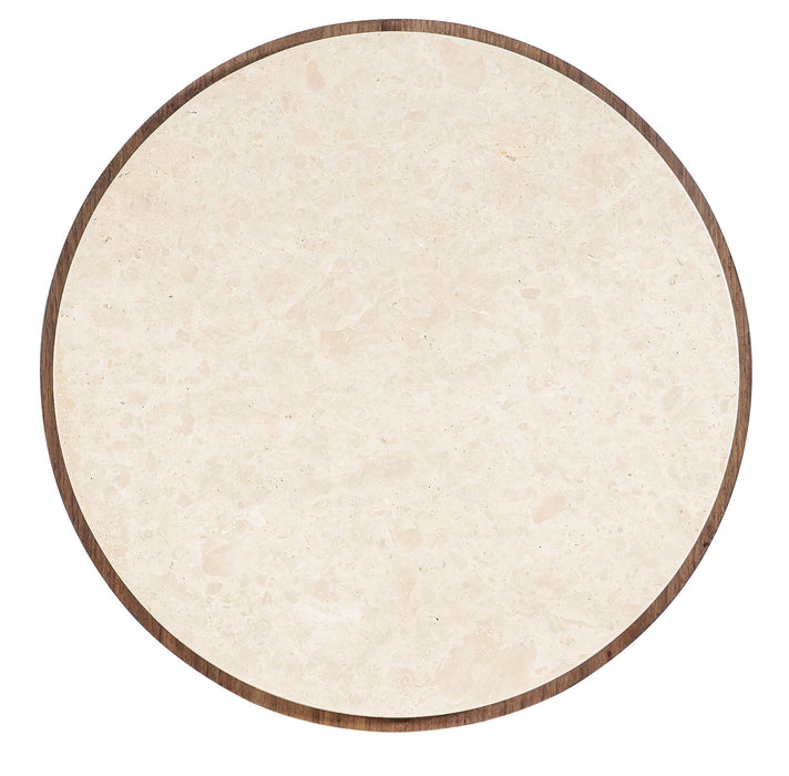 Eleana - Marble Top Round End Table - Medium Wood
