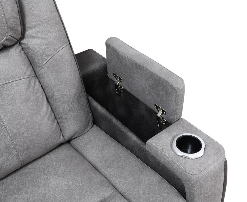 U77 - Power Reclining Sofa With Power Headrest, Reading Light, Magzine Pocket, Storage Arms / USB And Wireless Charger - Slate