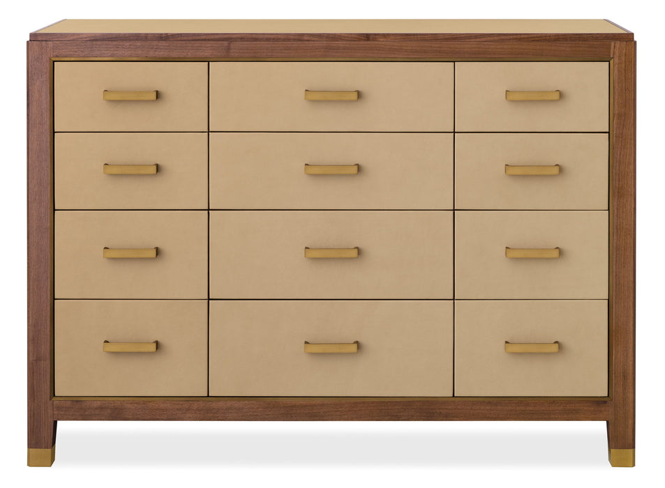 Melange - Zurich Accent Drawer Chest - Beige / Medium Walnut