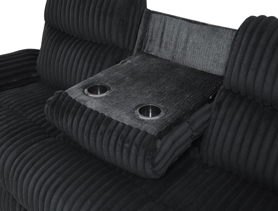 U181 - Corduroy Motion Sofa With Drop Down Table - Black