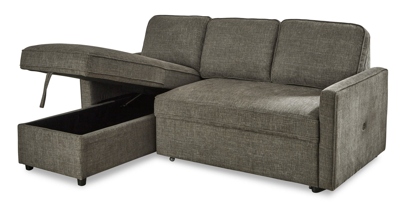 Kerle Charcoal 2-Piece Sectional with Pop Up Bed