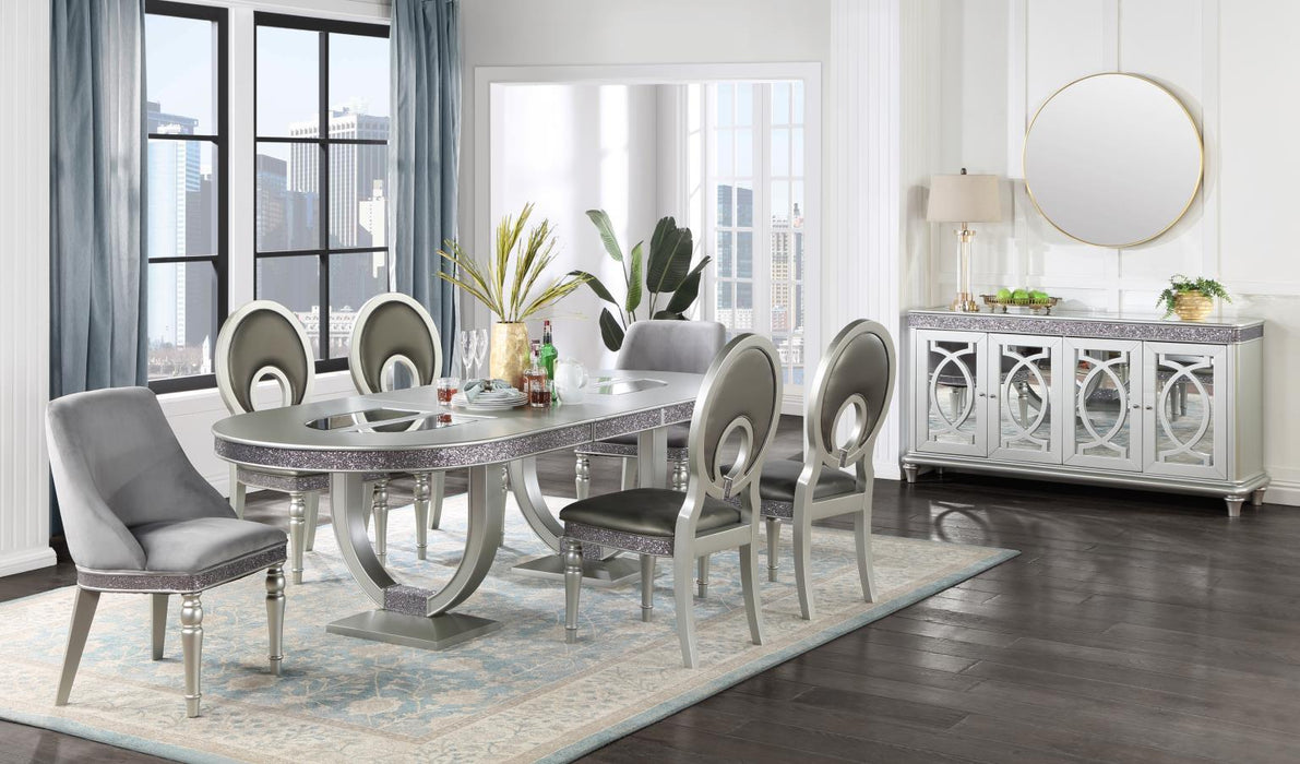 D107 - Round Back Side Chair (Set of 2) - Shimmer Silver
