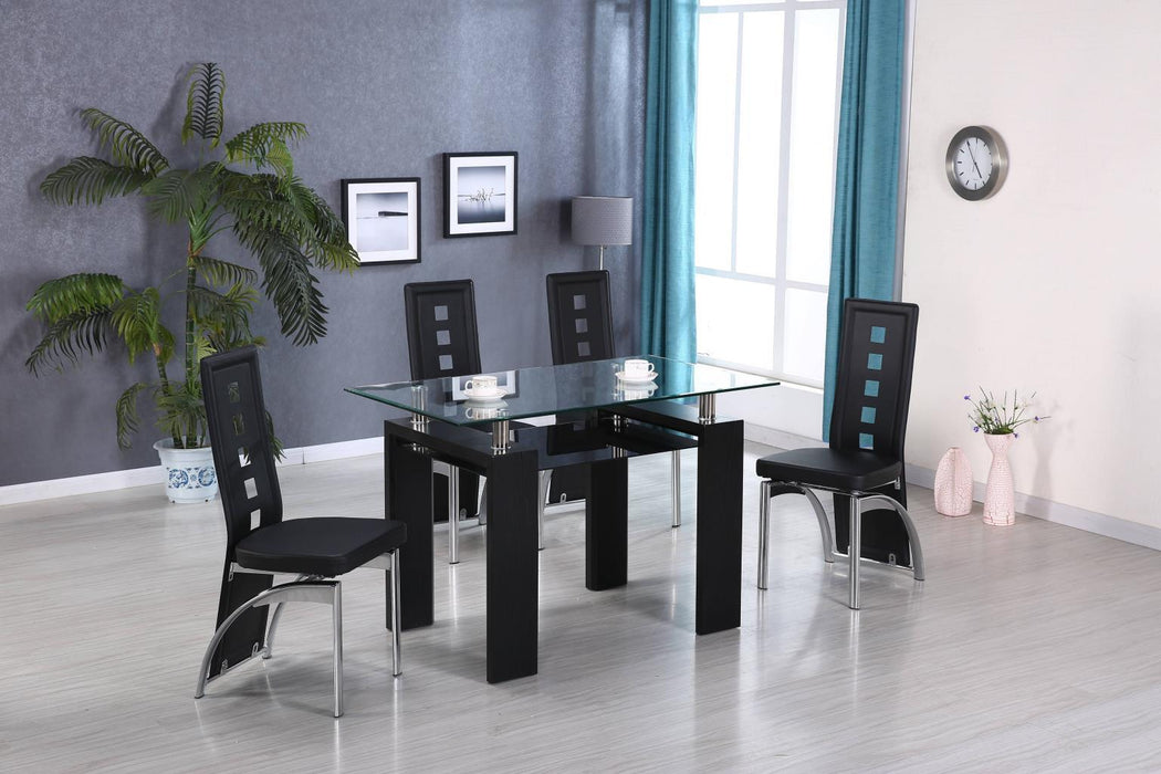 D310 - 5 Piece Dining Room Set (Table, 4 Side Chairs) - Black