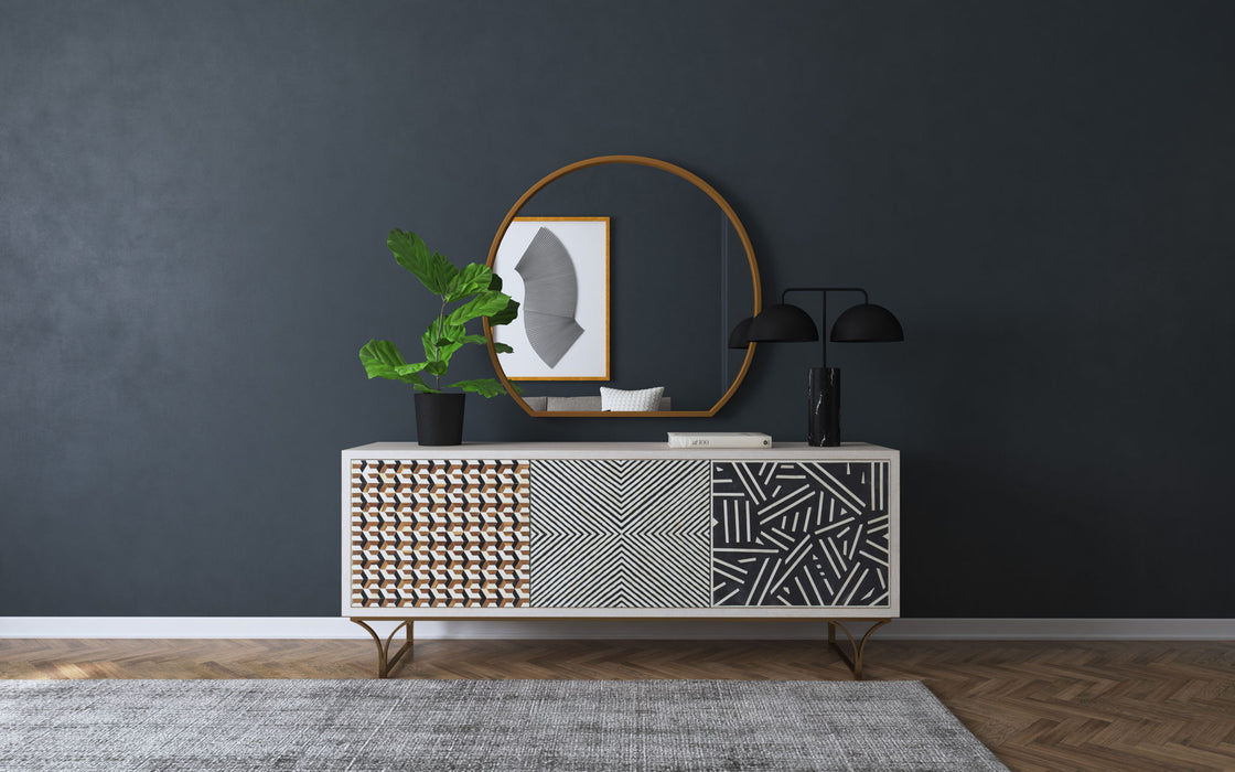 Commerce And Market - Jaiden 3-Door Credenza - Beige / Light Brown