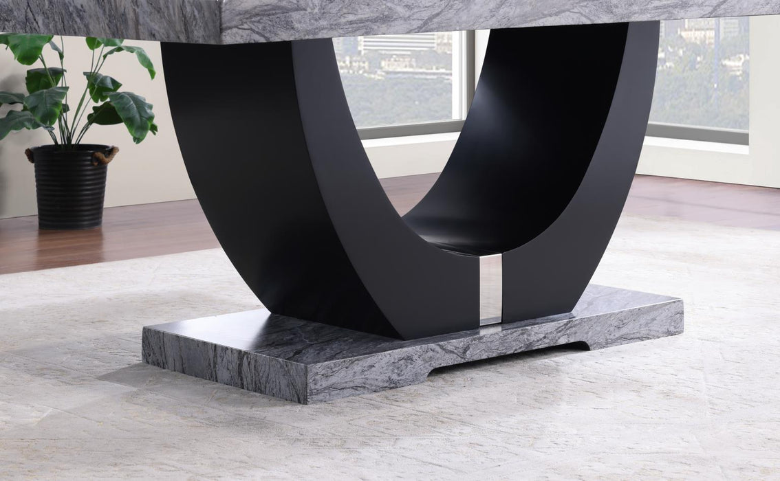D144 - Faux Marble Dining Table - Gray