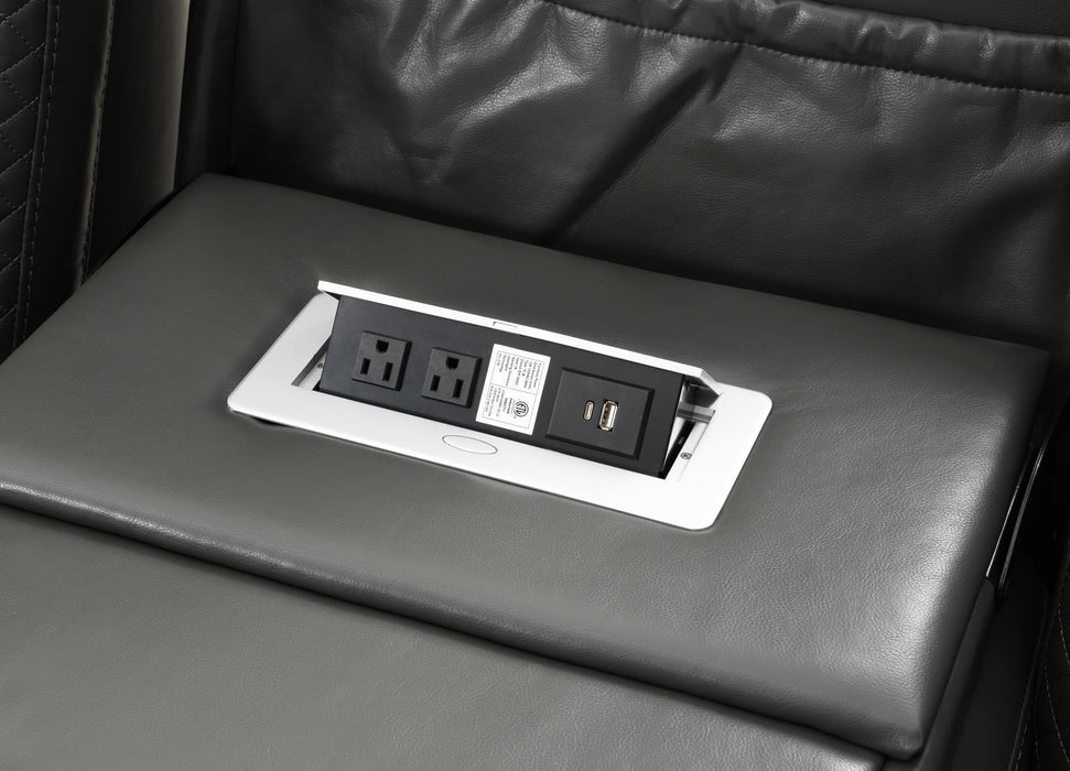 U93 - LED Power Reclining With Power Headrest Chair - Gray