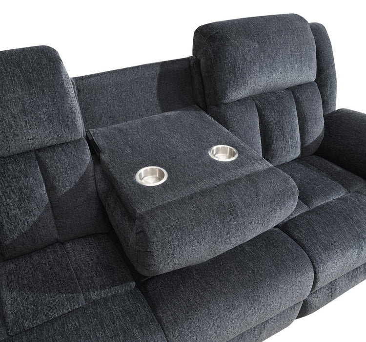 U179 - Motion Sofa With Drop Down Table - Charcoal Gray