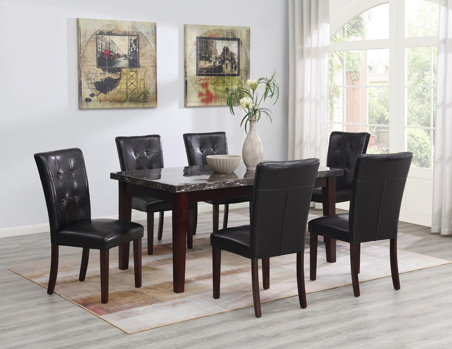 D128 - Marble Dining Table - Black / Dark Brown