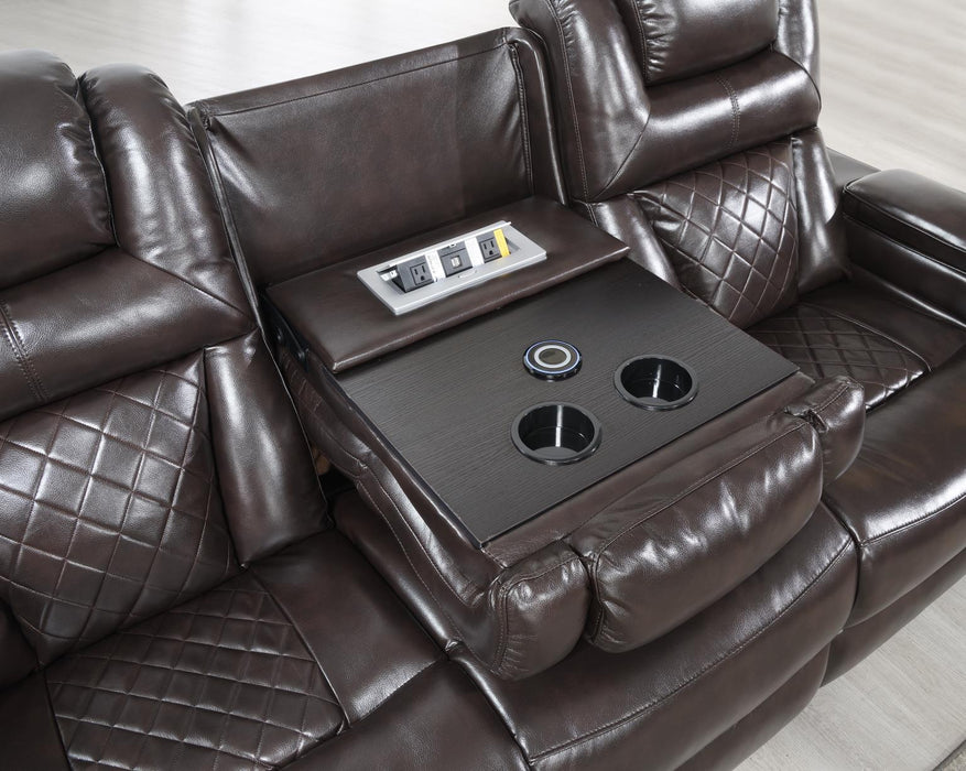 U104 - Power Reclining Loveseat - Dark Brown
