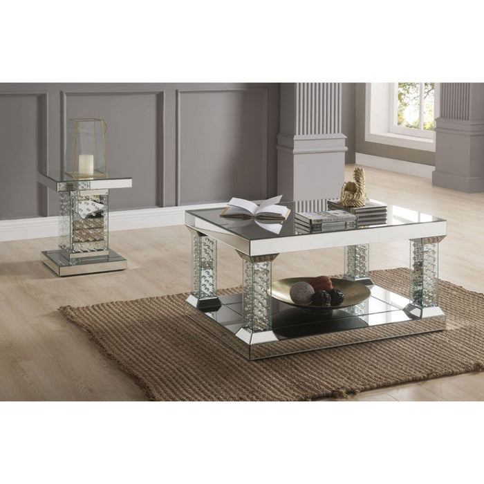 Nysa - End Table - Mirrored & Faux Crystals - 20"