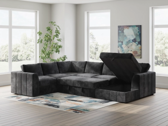 Goodfella 4-Piece Sectional with Pop Up Sleeper and Chaise