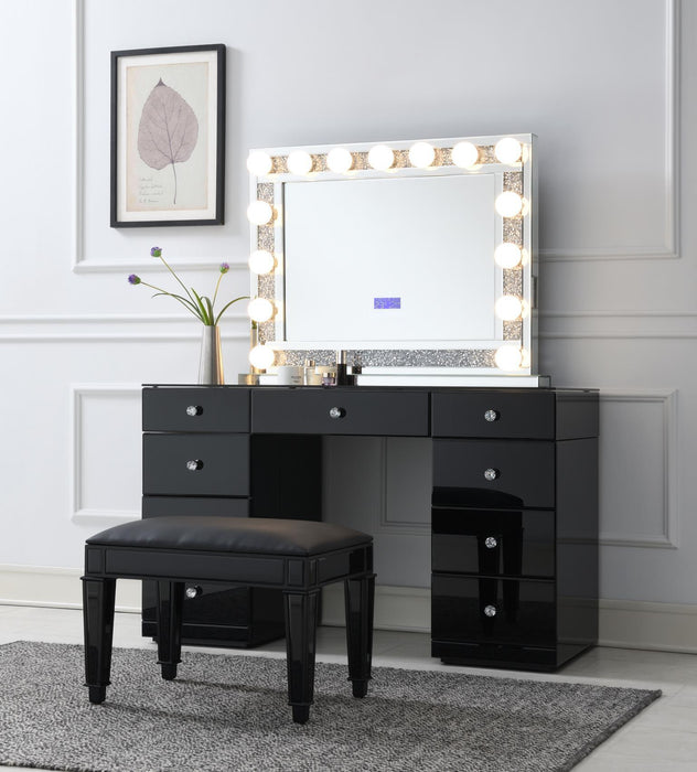 G-316 - Wood Vanity Stool - Black