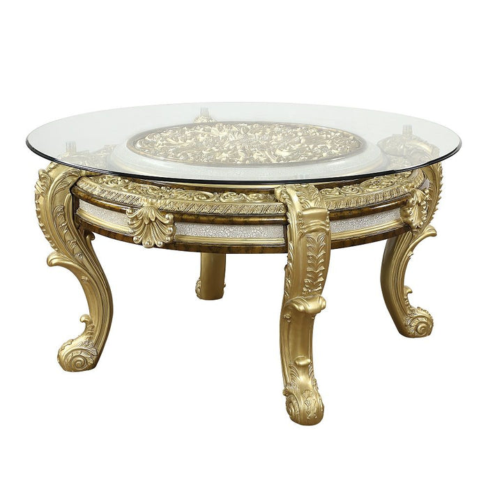 Desiderius - Round Dining Table - Antique Gold & Hand-Painted Brown