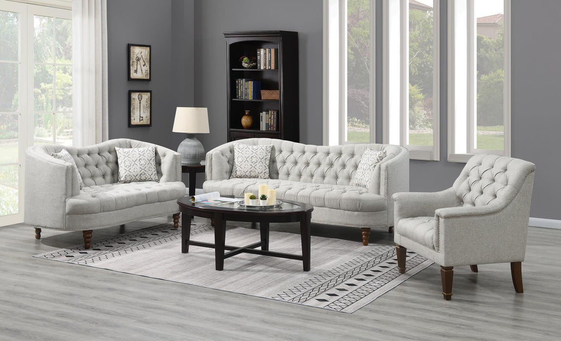 U221 - Loveseat With Two Pillows & Wooden Legs - Gray