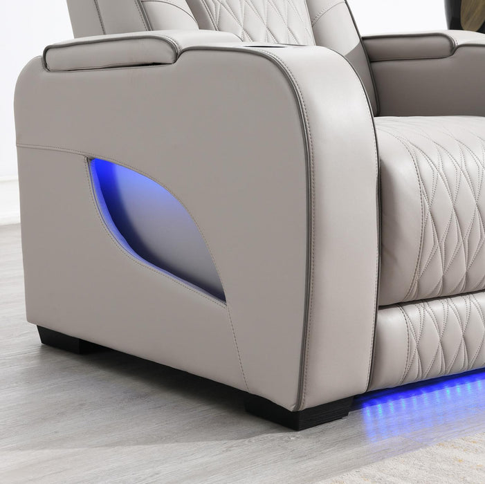 U71 - Power Reclining Sofa With Power Headrest, Reading Light, Massage, Heat, Ambient Lighting - Gray