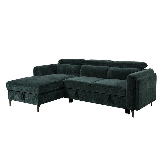 Zadok - Sectional Sofa With Sleeper & Storage - Green