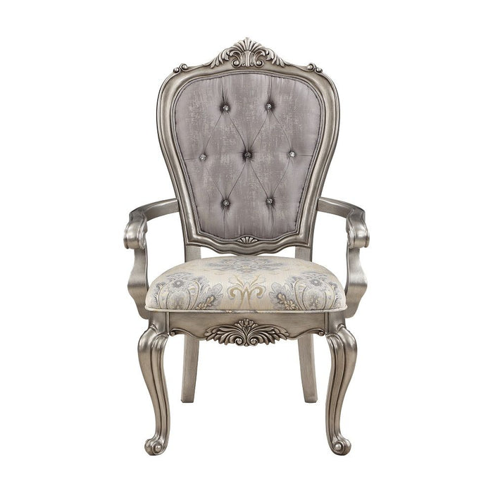 Ariadne - Arm Chair (Set of 2) - Velvet & Antique Platinum