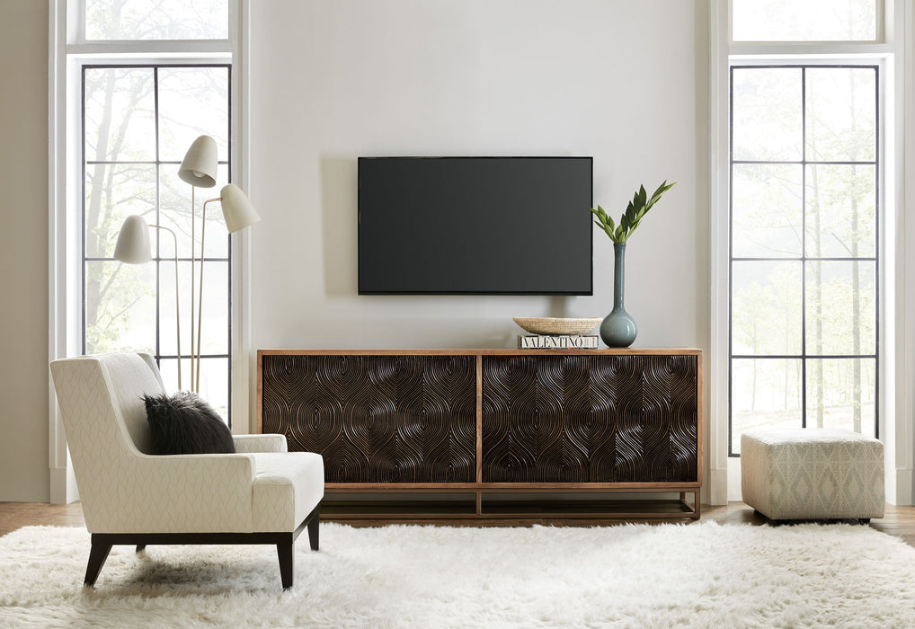 Swirl Door Entertainment Console - Light Brown / Dark Brown