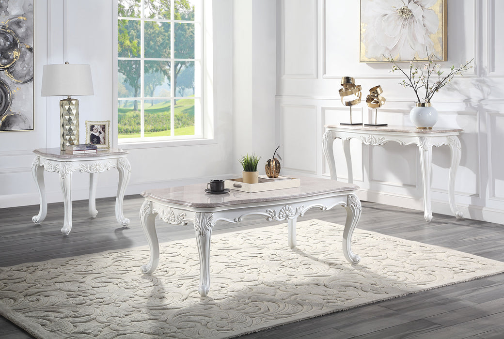 Ciddrenar - Coffee Table - Marble Top & White Finish