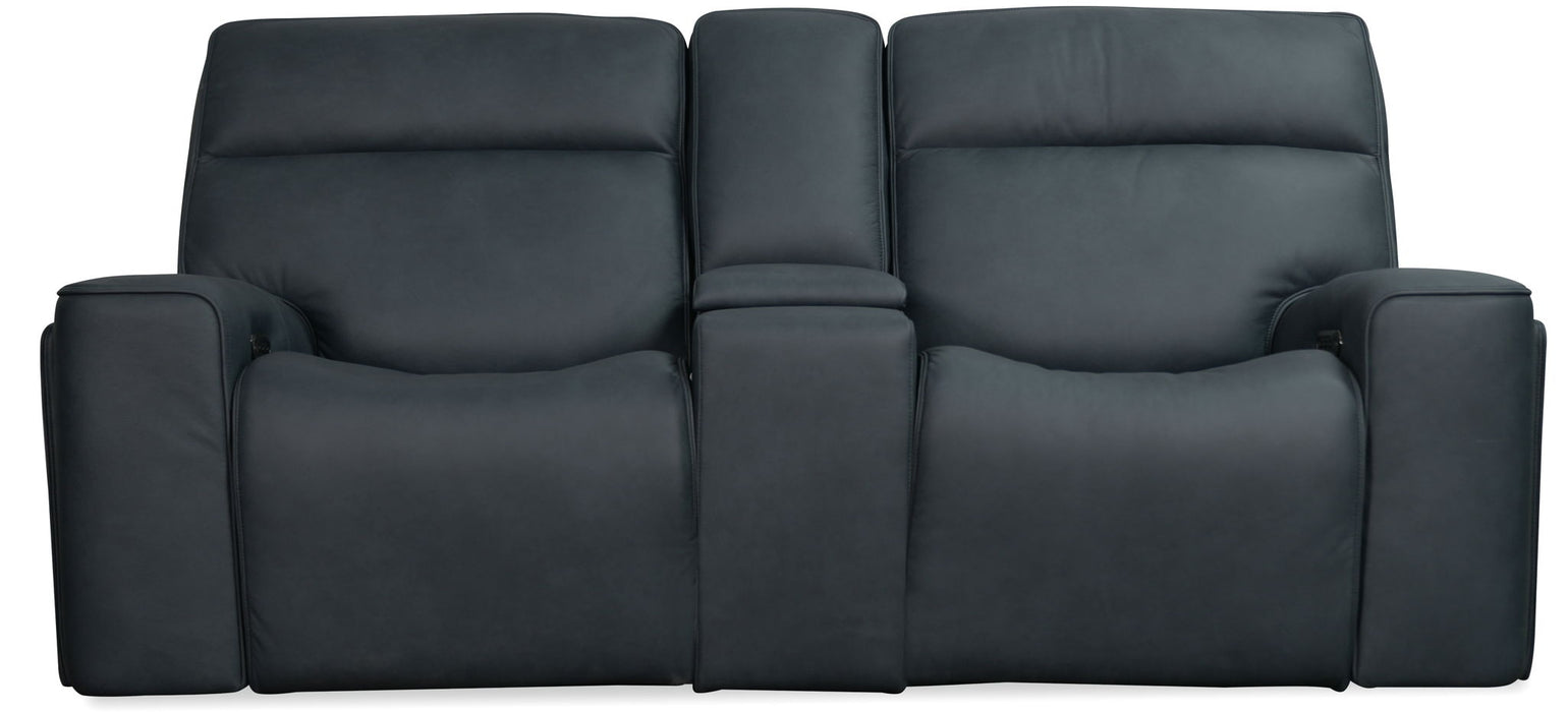MS - Riverton Power Gliding Console Loveseat With Power Headrest And Lumbar - Black