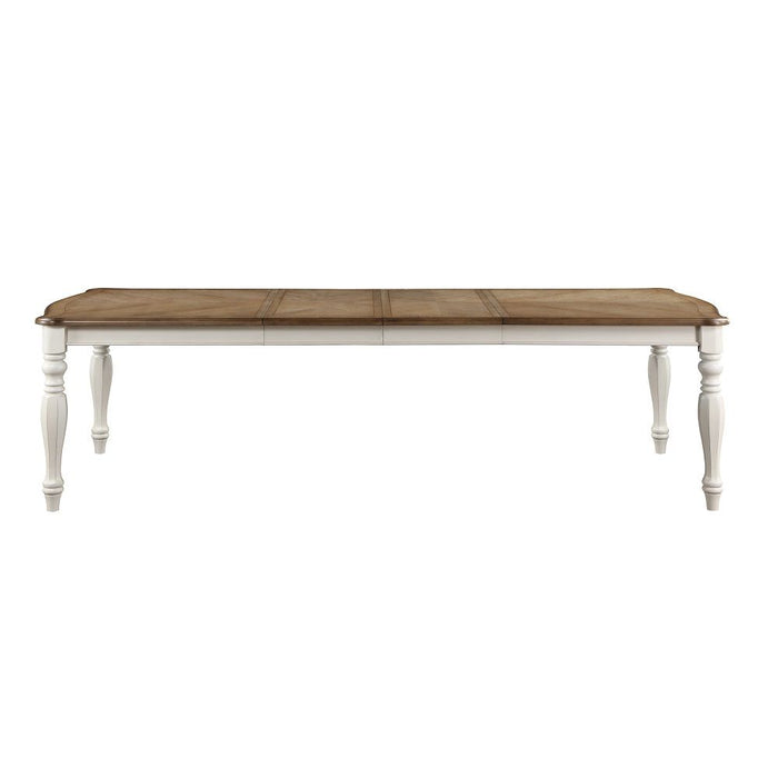 Florian - Dining Table With 2 Leaves - Oak & Antique White
