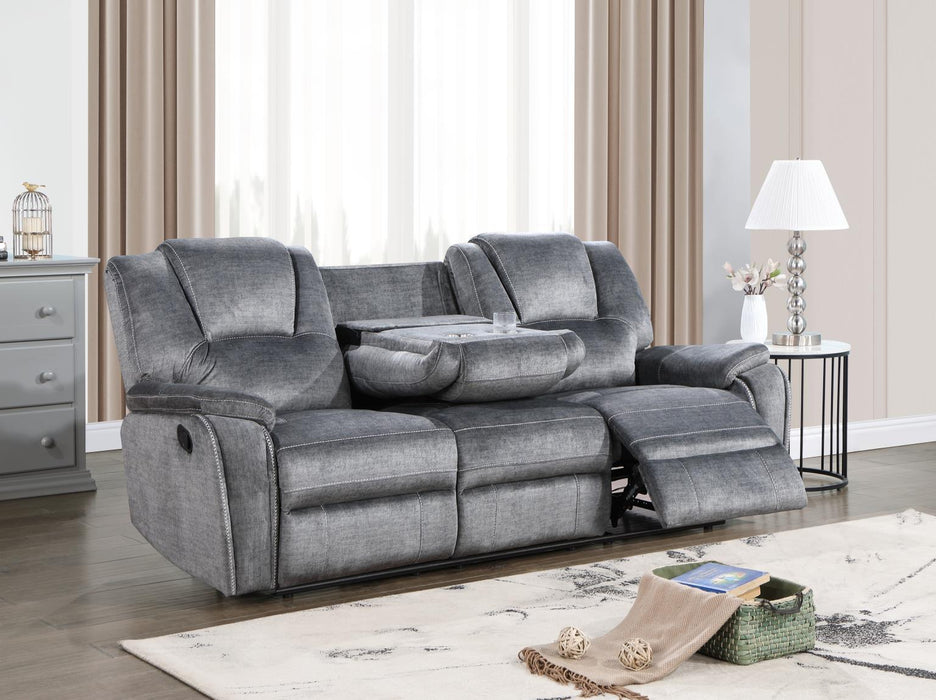 U121 - Motion Sofa With Dropdown Table - Gray