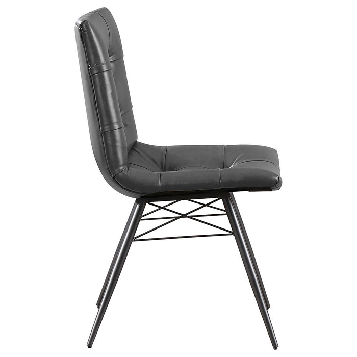 Aiken Faux Leather Upholstered Dining Side Chair Charcoal Grey (Set of 4)