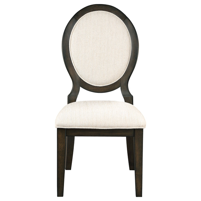 Twyla Upholstered Oval Back Dining Side Chairs Cream and Dark Cocoa (Set of 2)