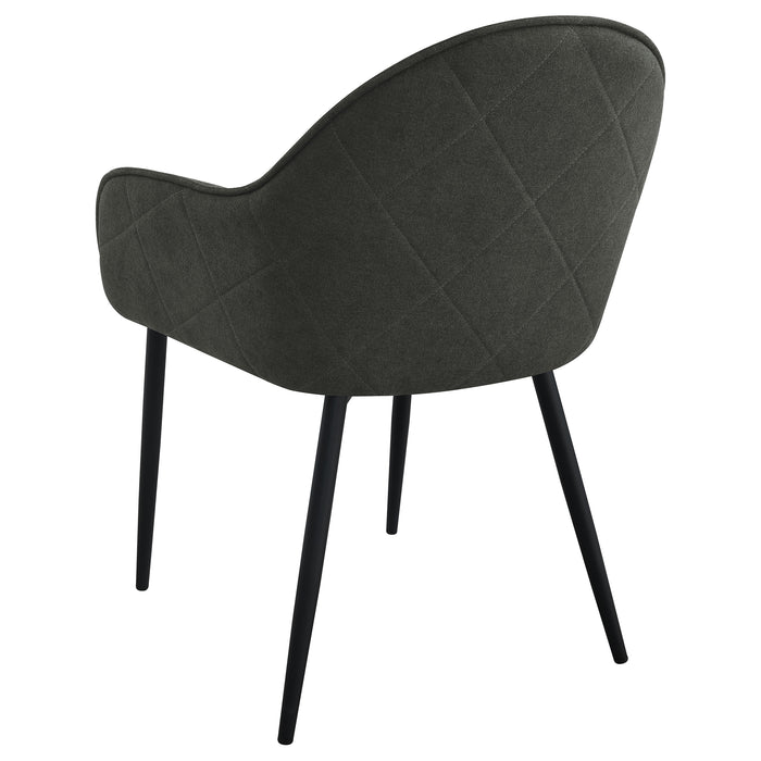 Emma Upholstered Dining Arm Chair Charcoal and Black (Set of 2)