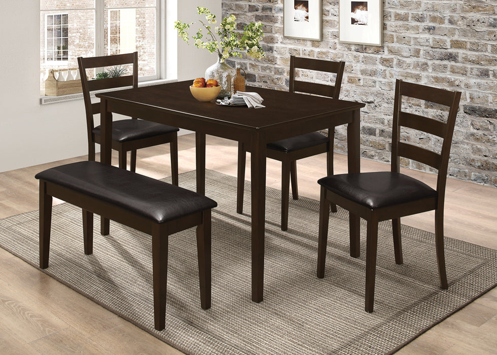 Guillen 5-piece Dining Set with Bench Cappuccino and Dark Brown