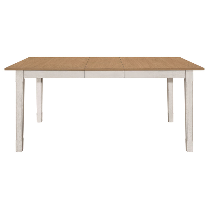 Kirby Rectangular Dining Table with Butterfly Leaf Natural and Rustic Off White