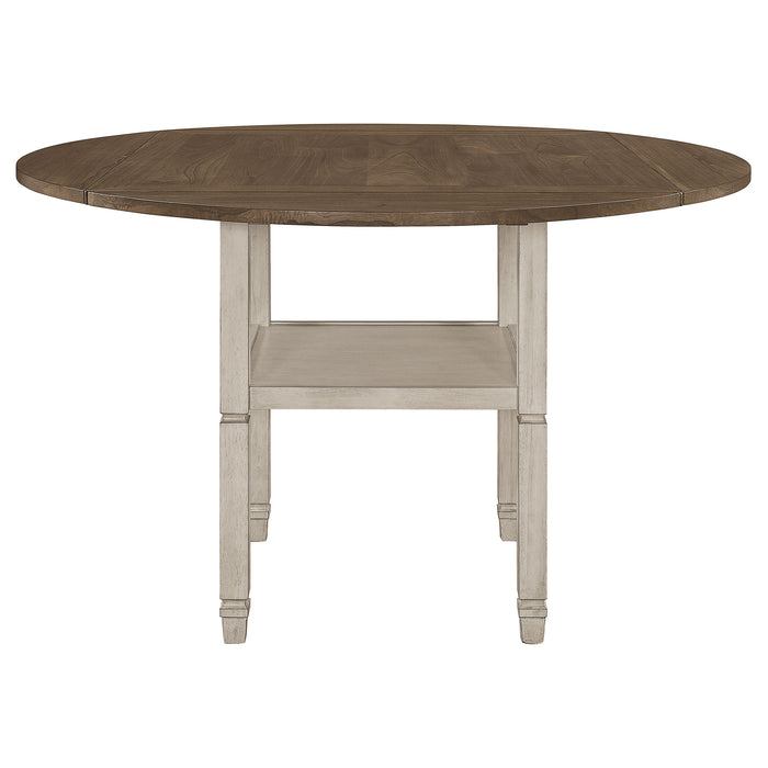 Sarasota Counter Height Table with Shelf Storage Nutmeg and Rustic Cream