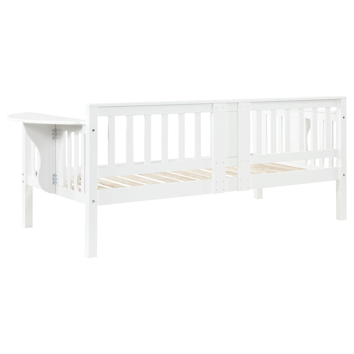 Bethany Wood Twin Daybed with Drop-down Tables White