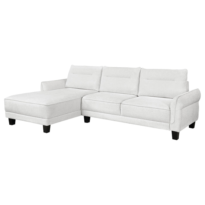 Caspian Upholstered Curved Arms Sectional Sofa White and Black