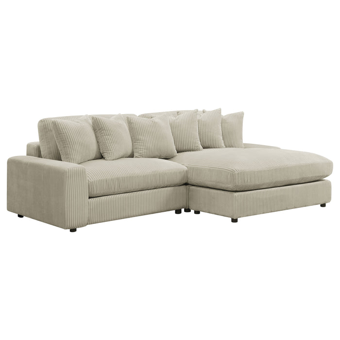 Blaine 2-Piece Corduroy Reversible Chaise Sectional Sofa Sand