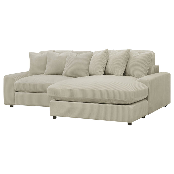 Blaine 2-Piece Corduroy Reversible Chaise Sectional Sofa Sand