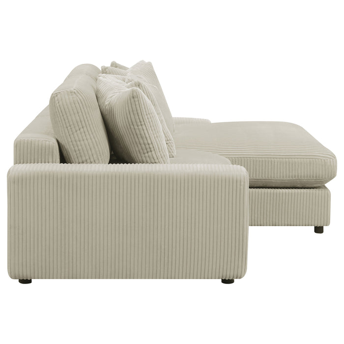 Blaine 2-Piece Corduroy Reversible Chaise Sectional Sofa Sand