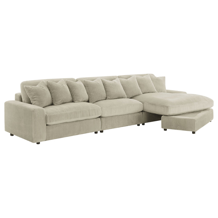 Blaine 3-Piece Corduroy Reversible Chaise Sectional Sofa Sand
