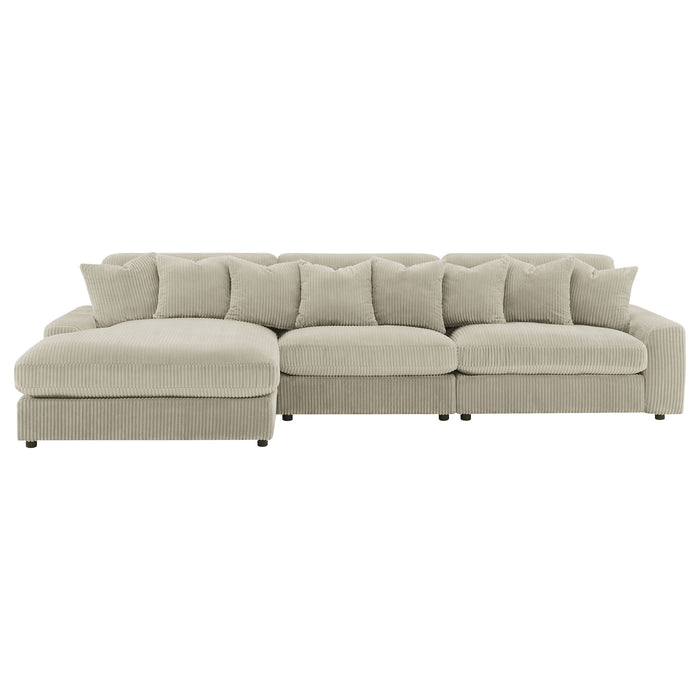 Blaine 3-Piece Corduroy Reversible Chaise Sectional Sofa Sand