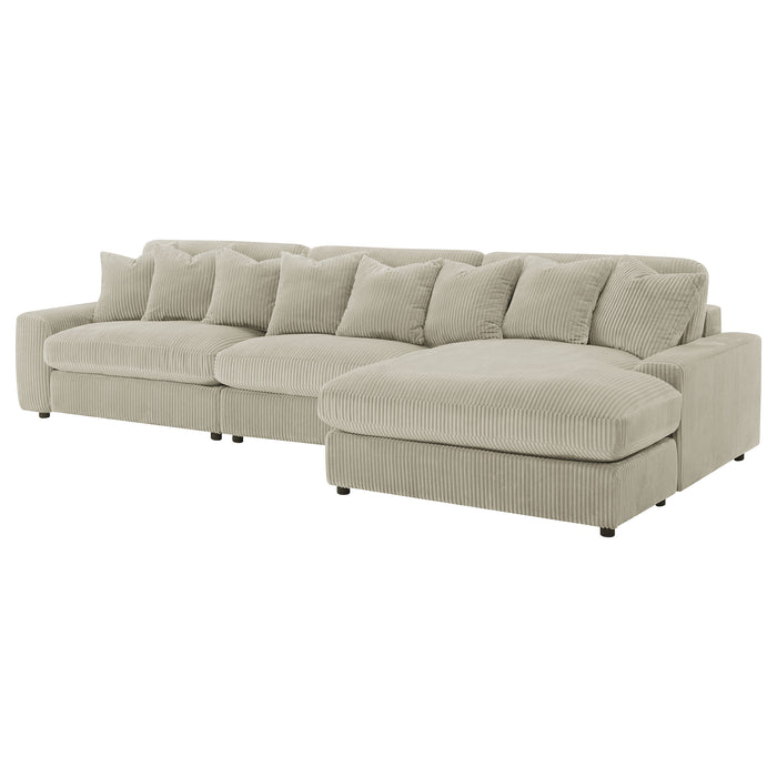 Blaine 3-Piece Corduroy Reversible Chaise Sectional Sofa Sand