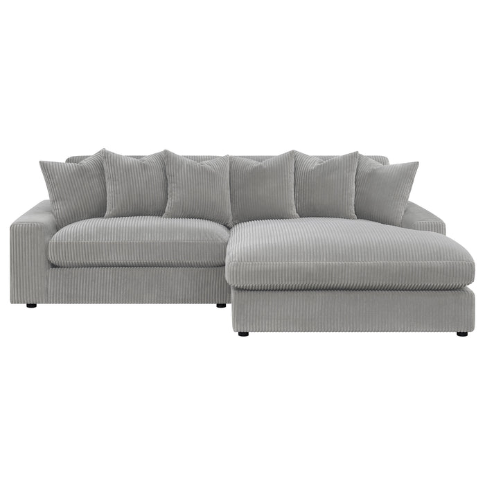 Blaine 2-Piece Corduroy Reversible Chaise Sectional Sofa Fog