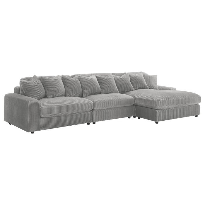 Blaine 3-Piece Corduroy Reversible Chaise Sectional Sofa Fog