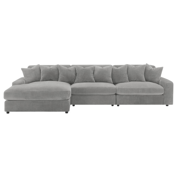 Blaine 3-Piece Corduroy Reversible Chaise Sectional Sofa Fog