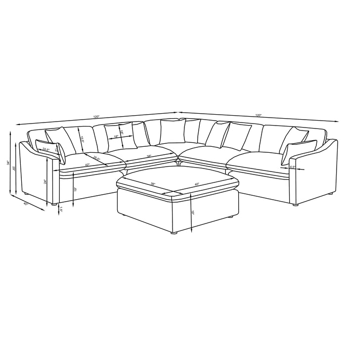 Hobson 6-piece Reversible Cushion Modular Sectional Off-White