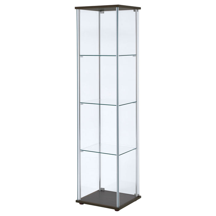 Bellatrix 3-shelf Clear Glass Curio Cabinet Cappuccino