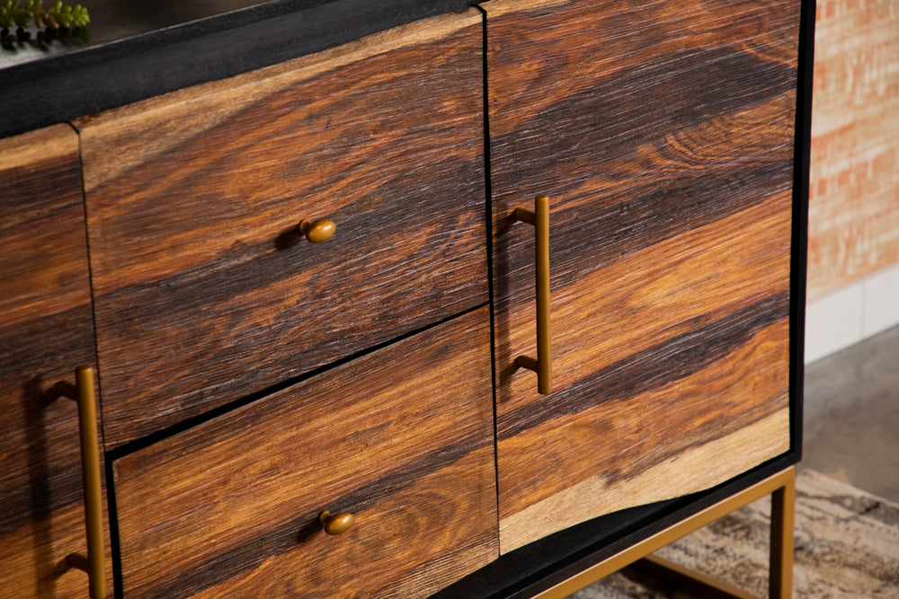 Zara 2-door 57-inch Wood Accent Storage Cabinet Black Walnut