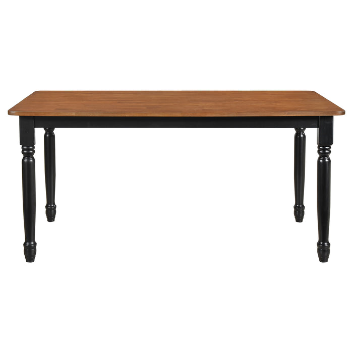 Hollyoak Farmhouse Rectangular Dining Table with Turned Legs Walnut and Black
