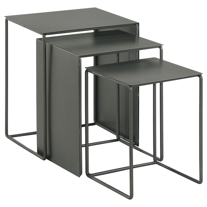 Imez 3-piece Rectangular Metal Nesting Table Grey